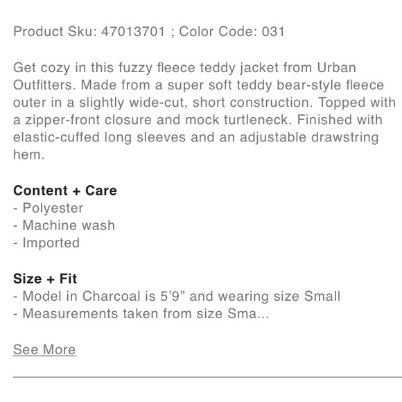 UO Willow Fuzzy Fleece Drawstring Teddy Jacket - Picture 8 of 8